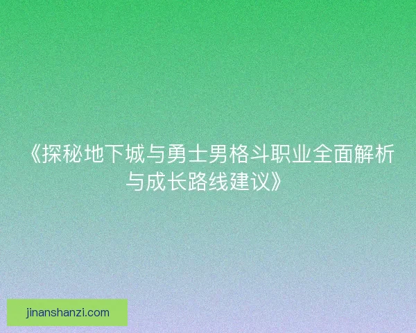 《探秘地下城与勇士男格斗职业全面解析与成长路线建议》
