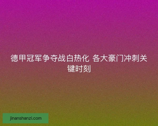 德甲冠军争夺战白热化 各大豪门冲刺关键时刻